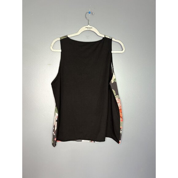 Opossum Floral Tank Top Womens XL Sleeveless Made USA Crazy Print Multicolor - Picture 3 of 8